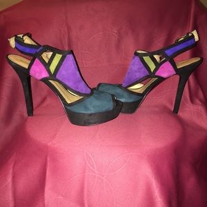 Brand new Colorblocked suede sandals.